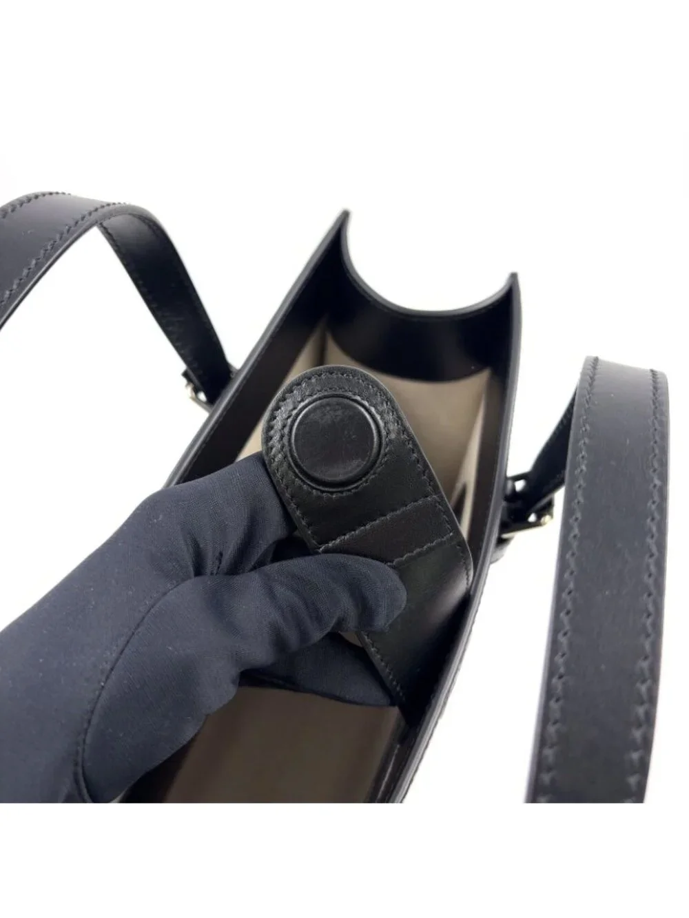 Gucci GG Embossed Calfskin Black Tote Silver